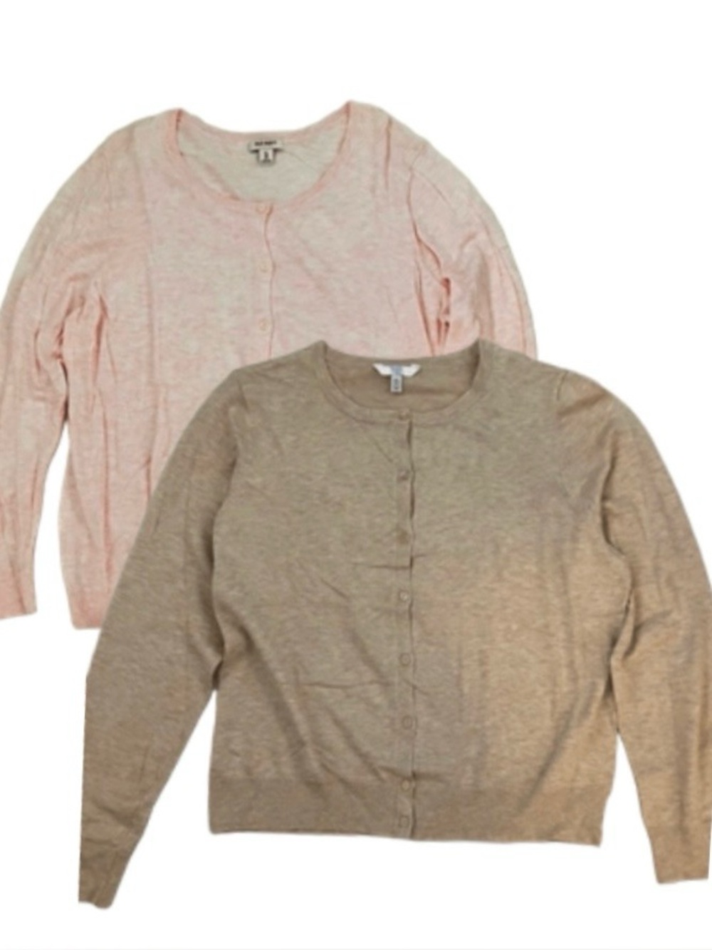 XXL Cardigan Bundle (2)-Old Navy Pink & Time&Tru Tan Knit Sweaters-Plus Size 2X